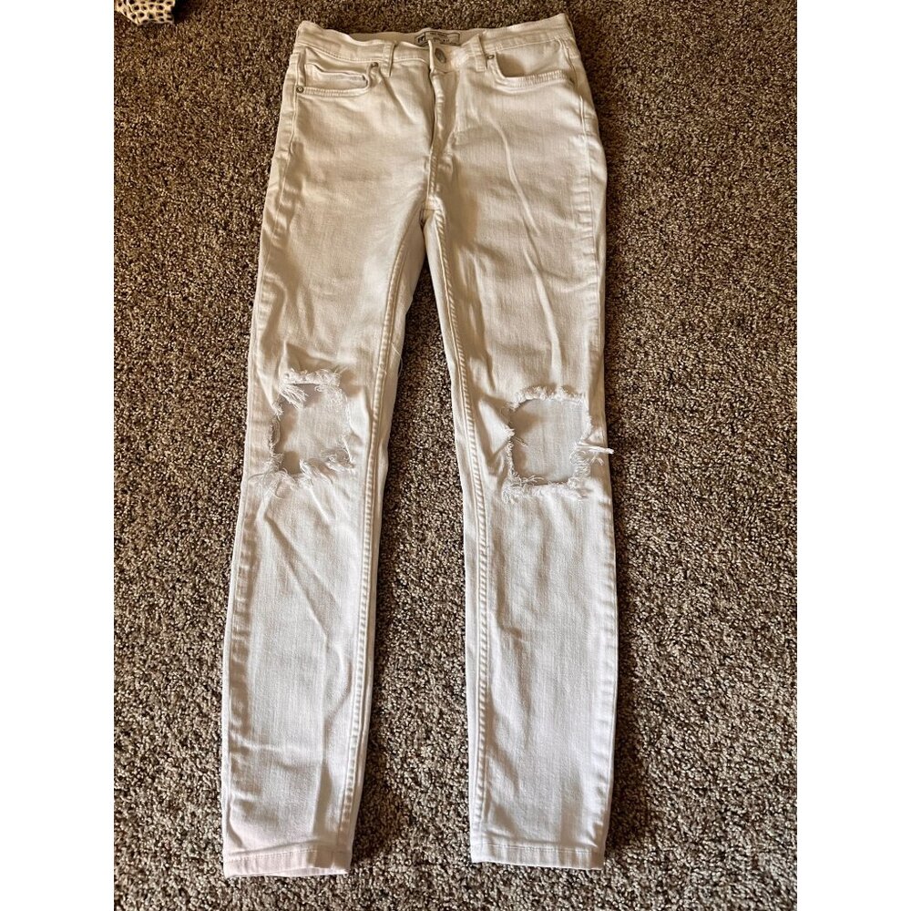 Free People Jeans Womens White Skinny Stretch 61855-16515125 Mid Rise Denim Sz 2